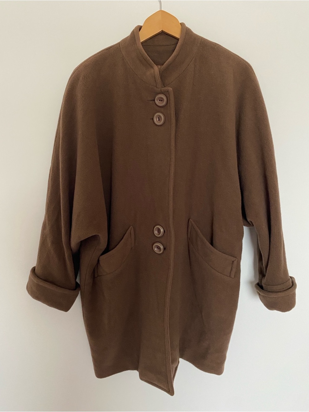 Vintage 100% Pure Wool Brown Cocoon Coat Made in France